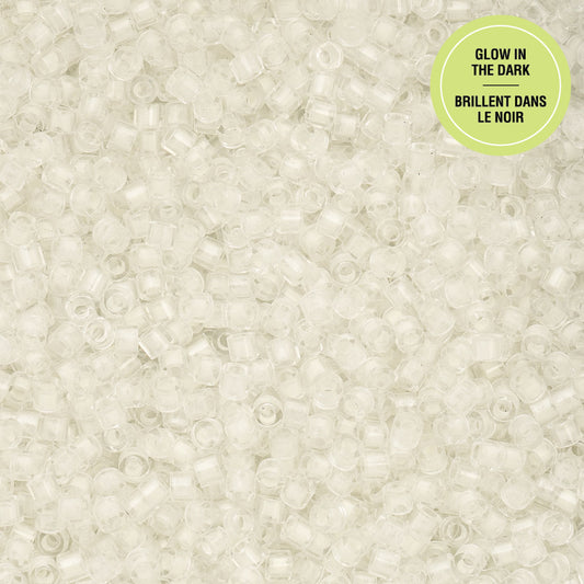 Cylin Bead - 11/0 - Glow in Dark - White to Green (25g)