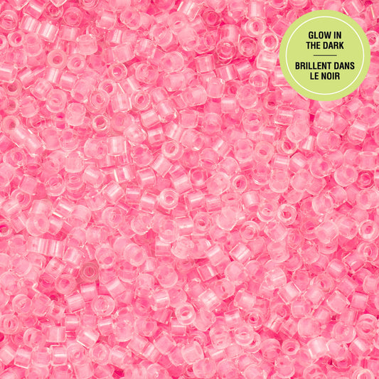 Cylin Bead - 11/0 - Glow in Dark - Rose (25g)