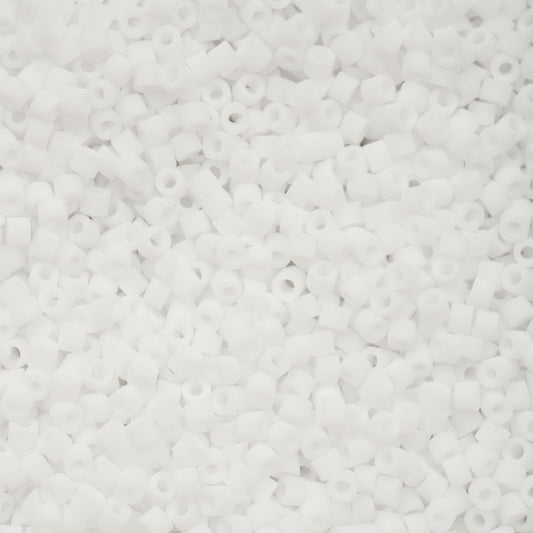 Cylin Bead - 11/0 - Matte Macaron - White (25g)