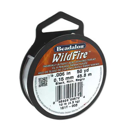 Wildfire Bonded Bead Thread - 50yds .006in - Black (Spool)
