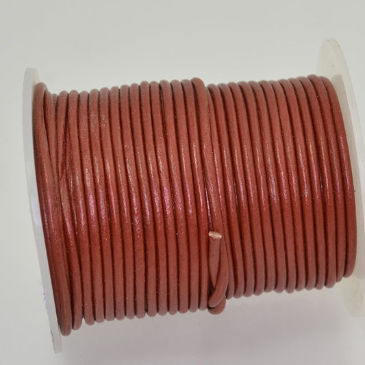 Stringing - 2mm Leather Cord - Metallic Rust (25 meter Spool)
