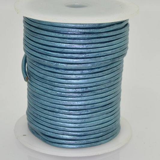 Stringing - 2mm Leather Cord - Metallic Blue Iris (25 meter Spool)