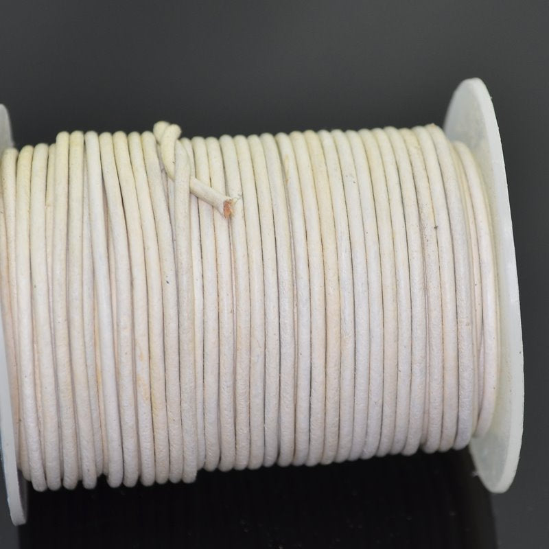 Stringing - 1.5mm Leather Cord - White (25 meter Spool)