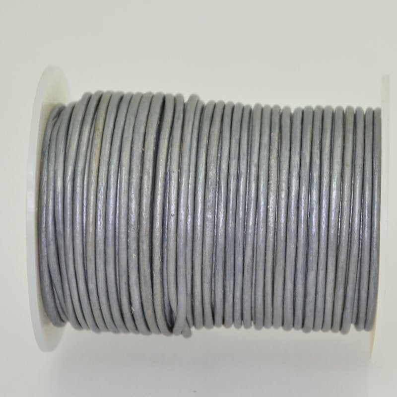 Stringing - 1.5mm Leather Cord - Silver Metallic (25 meter Spool)