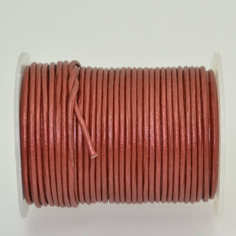 Stringing - 1.5mm Leather Cord - Metallic Rust (25 meter Spool)