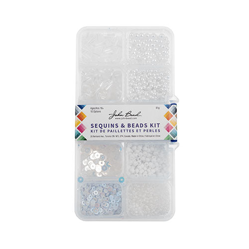Sequins and Beads Kit -  Assorted - White (Box)