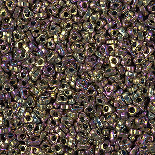 Miyuki Triangle Spacer Beads - 2.8mm - Metallic Purple Gold Iris