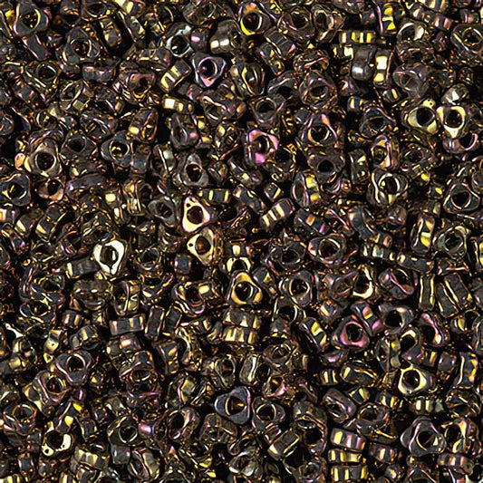 Miyuki Triangle Spacer Beads - 2.8mm - Metallic Gold Iris