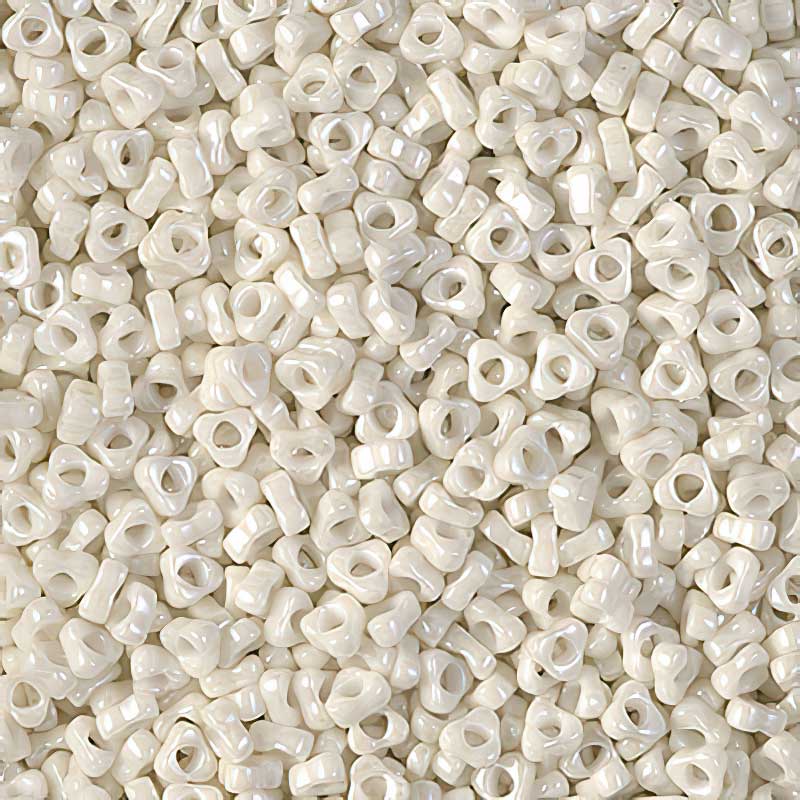 Miyuki Triangle Spacer Beads - 2.8mm - Opaque Limestone Luster