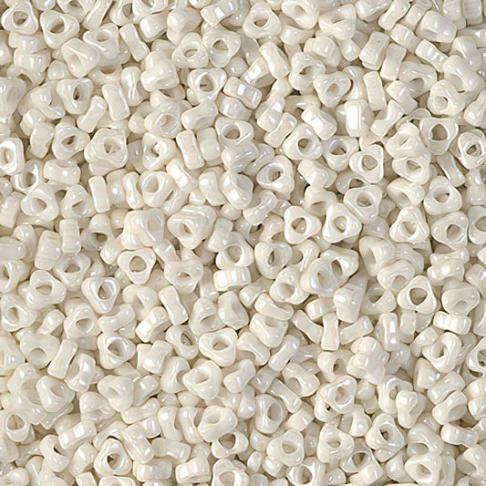 Miyuki Triangle Spacer Beads - 2.8mm - Opaque Limestone Luster