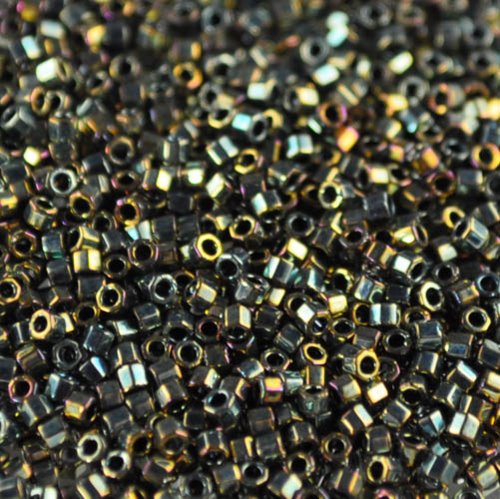 Delica 11/0 Hex-cut Beads - db0024c - Metallic Green AB 7.2g