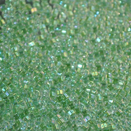 Delica 11/0 Hex-cut Beads - db0060c - Lime Lined Crystal AB 7.1g
