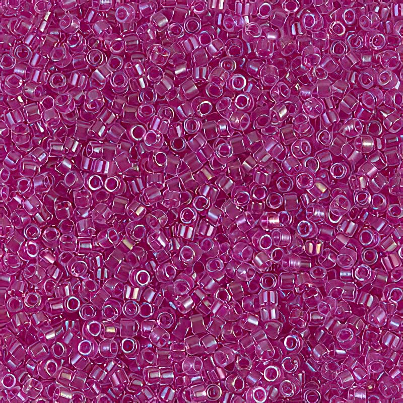 Delica 11/0 Beads - db0074 - Colour Lined Crystal Fuchsia AB 7.1g