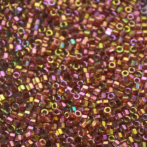 Delica 11/0 Hex-cut Beads - db0103c - Dark Topaz Rainbow Gold Lustre 5.2g