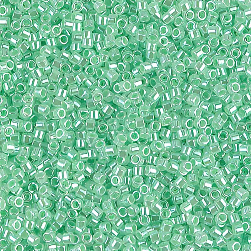 Delica 11/0 Beads - db0237 - Lined Crystal/Light Green 5.2g