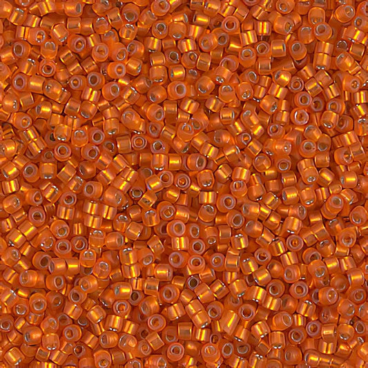 Delica 11/0 Beads - db0682 - Semi-Matte Silver Lined Orange 5.2g