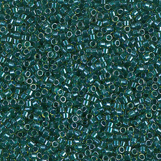 Delica 11/0 Beads - db0919 - Sparkling Dark Teal Lined Chartreuse 7.1g