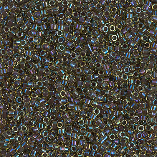 Delica 11/0 Beads - db1740 - Dark Amethyst Lined Chartreuse AB 7.5g