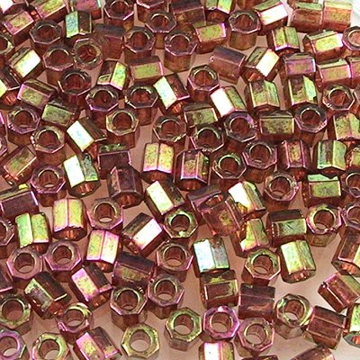 Delica 8/0 Hex-cut Beads - dblc0103 - Dark Topaz Rainbow Gold Lustre 5.2g