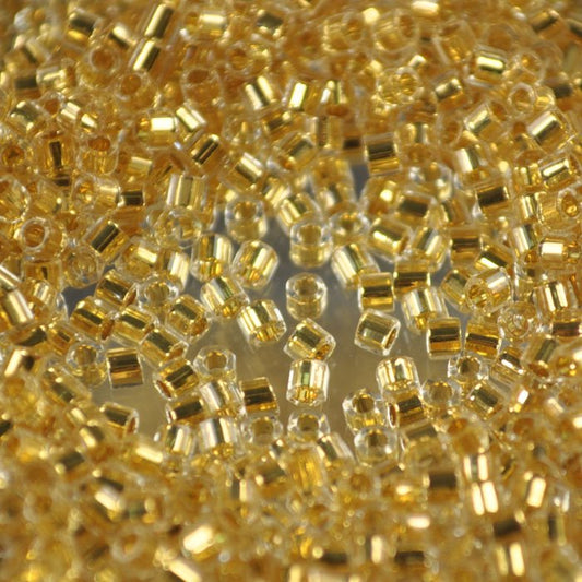 Delica 10/0 Hex-cut Beads - dbmc0033 - 24 Kt Gold Lined Crystal 3.3g