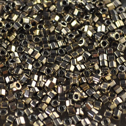 Delica 10/0 Hex-cut Beads - dbmc0254 - Opaque Tarnished Silver Gold Luster 7.5g