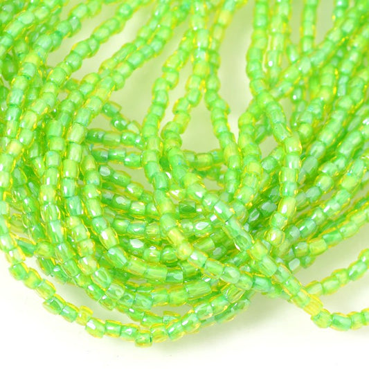 Czech Cut Seedbeads - 9/0 - Colour Lined Chartreuse/Topaz (hank)