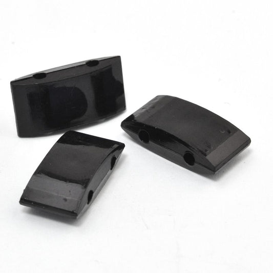 Acrylic Beads -  2 Hole Carrier - Black (20)