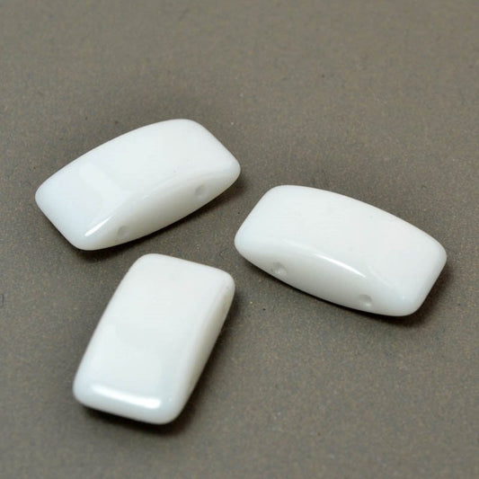 Czech Glass Beads -  2 Hole Carrier - White (strand 15)