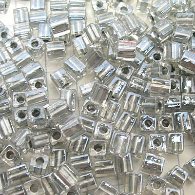 Miyuki Cube - 4mm - Sparkling Pewter Lined Crystal