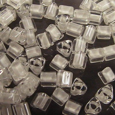 Toho Triangles - 11/0 - Colour Lined White/Clear