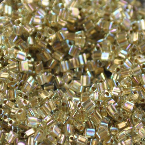 Toho Triangles - 11/0 - Inside Colour Light Gold / Rainbow Crystal